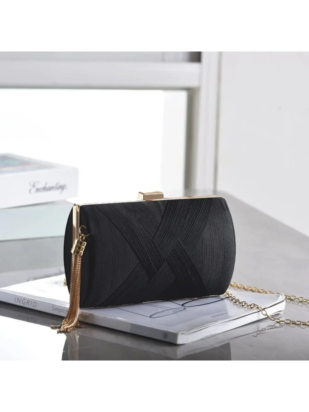 👜 Women's Black Tassel Evening Clutch bag Crossbody Night out Clutch Purses